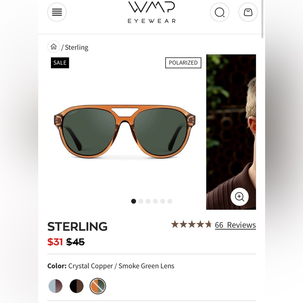 WMP men’s aviator model Sterling sunglasses excellent condition